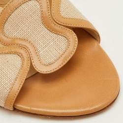 Pre Owned صندل جيمي تشو قماش وجلد بيج مقاس 39