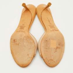 Pre Owned صندل جيمي تشو قماش وجلد بيج مقاس 39