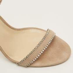 Pre Owned Jimmy Choo Dochas Size 42 Beige Suede Ankle Strap Sandals