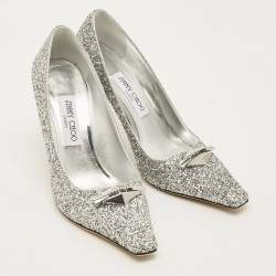 Pre Owned حذاء كعب عالي جيمي تشو رايكر ساتان أسود مقاس 37