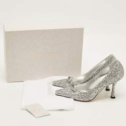 Pre Owned حذاء كعب عالي جيمي تشو رايكر ساتان أسود مقاس 37