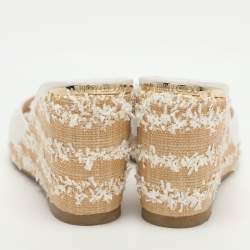 Pre Owned Jimmy Choo Avenue Size 37.5 White Canvas Espadrille Sandals