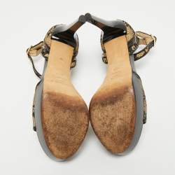 مملوكة مسبقًا صندل جيمي تشو سير كاحل فيتش غليتر ودانتيل أسود مقاس 38.5