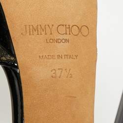 مملوكة مسبقًا صندل جيمي تشو سير كاحل فيتش غليتر ودانتيل أسود مقاس 38.5