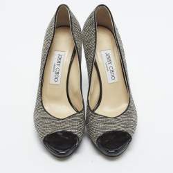 Pre Owned حذاء كعب عالي جيمي تشو لونا قماش ميتاليك لوريكس ذهبي مع منصة ومقدمة مفتوحة مقاس 38.5