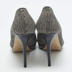 Pre Owned حذاء كعب عالي جيمي تشو لونا قماش ميتاليك لوريكس ذهبي مع منصة ومقدمة مفتوحة مقاس 38.5