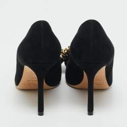 Pre Owned Jimmy Choo Thelma 37 Black Suede Crystal Embellished Pointed Toe  Pumps