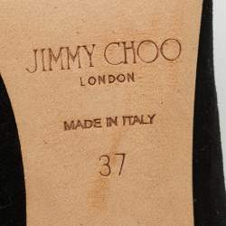 Pre Owned Jimmy Choo Thelma 37 Black Suede Crystal Embellished Pointed Toe  Pumps