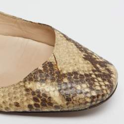 Pre Owned Jimmy Choo Windsor Size 38 Beige Python Embossed Leather Ballet Flats