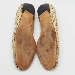 Pre Owned Jimmy Choo Windsor Size 38 Beige Python Embossed Leather Ballet Flats
