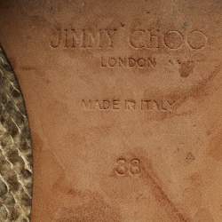 Pre Owned Jimmy Choo Windsor Size 38 Beige Python Embossed Leather Ballet Flats