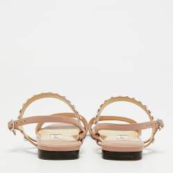 مملوكة مسبقًا صندل جيمي تشو عادرا جلد بيج بحزام للكاحل مسطح مقاس 39 