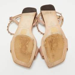 مملوكة مسبقًا صندل جيمي تشو عادرا جلد بيج بحزام للكاحل مسطح مقاس 39 