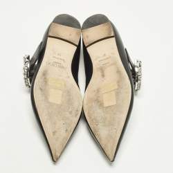 Pre Owned Jimmy Choo Melva Size 37 Black Leather Ballet Flats