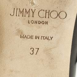 Pre Owned Jimmy Choo Melva Size 37 Black Leather Ballet Flats