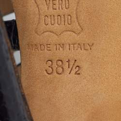 Pre Owned Jimmy Choo Glenys Size 38.5 Black Snakeskin Leather Sandals