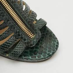 Pre Owned Jimmy Choo Glenys Size Green Snakeskin Leather Gladiator Sandals