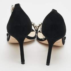 Pre Owned Jimmy Choo Shiloh Size 36.5 Black Suede Ankle Strap Sandals