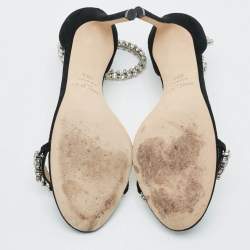 Pre Owned Jimmy Choo Shiloh Size 36.5 Black Suede Ankle Strap Sandals