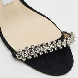 Pre Owned Jimmy Choo Shiloh Size 36.5 Black Suede Ankle Strap Sandals