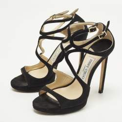 مملوكة مسبقًا Jimmy Choo Lance Size 36 Black Suede Platform Sandals