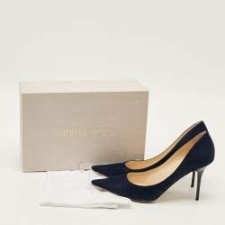 Pre Owned Jimmy Choo Agnes Size 42 Navy Blue Suede Pumps