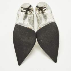 Pre Owned Jimmy Choo Romy Size 38.5 Silver Leather Pumps