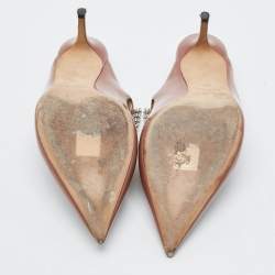 مملوكة مسبقًا Jimmy Choo Bing 65 Size 38 Brown Patent Leather Crystal Embellished Mules