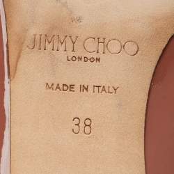 مملوكة مسبقًا Jimmy Choo Bing 65 Size 38 Brown Patent Leather Crystal Embellished Mules