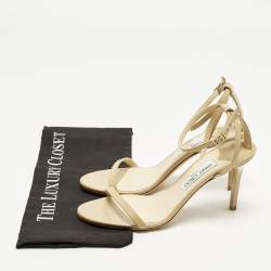 Pre Owned Jimmy Choo Minny Size 40 Beige Leather Ankle Strap Sandals