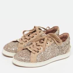 مملوكة مسبقًا حذاء رياضي جيمي تشو ميامي سويدي وغليتر بني/ ذهبي مقاس 38