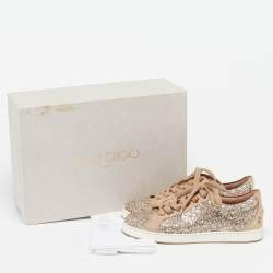 مملوكة مسبقًا حذاء رياضي جيمي تشو ميامي سويدي وغليتر بني/ ذهبي مقاس 38