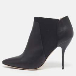 Pre Owned Jimmy Choo Deluxe Size 40 Black Fabric And Leather Ankle Length Boots