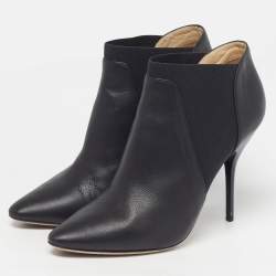 Pre Owned Jimmy Choo Deluxe Size 40 Black Fabric And Leather Ankle Length Boots