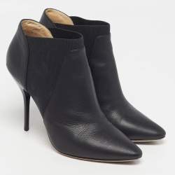 Pre Owned Jimmy Choo Deluxe Size 40 Black Fabric And Leather Ankle Length Boots