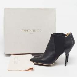 Pre Owned Jimmy Choo Deluxe Size 40 Black Fabric And Leather Ankle Length Boots