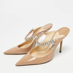 Pre Owned Jimmy Choo Bing Size 39 Beige Patent Leather Mules
