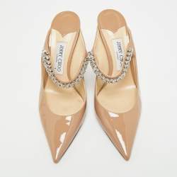 Pre Owned Jimmy Choo Bing Size 39 Beige Patent Leather Mules