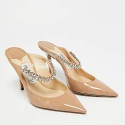 Pre Owned Jimmy Choo Bing Size 39 Beige Patent Leather Mules