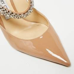 Pre Owned Jimmy Choo Bing Size 39 Beige Patent Leather Mules