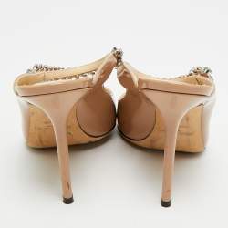 Pre Owned Jimmy Choo Bing Size 39 Beige Patent Leather Mules