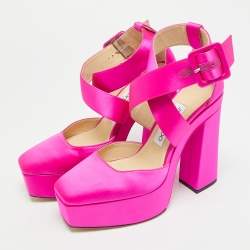 Pre Owned Jimmy Choo Gaia Size 36 Pink Satin Mary Jane Buckle Pumps    