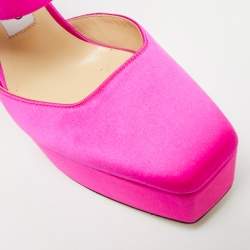 Pre Owned Jimmy Choo Gaia Size 36 Pink Satin Mary Jane Buckle Pumps    