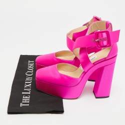 Pre Owned Jimmy Choo Gaia Size 36 Pink Satin Mary Jane Buckle Pumps    
