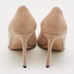 Pre Owned Jimmy Choo Cass 95 Size 38 Beige Patent Leather And Suede Pumps