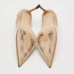 Pre Owned Jimmy Choo Cass 95 Size 38 Beige Patent Leather And Suede Pumps