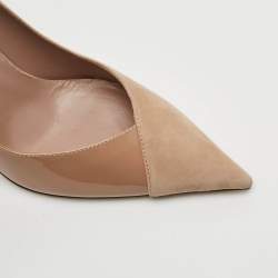 Pre Owned Jimmy Choo Cass 95 Size 38 Beige Patent Leather And Suede Pumps