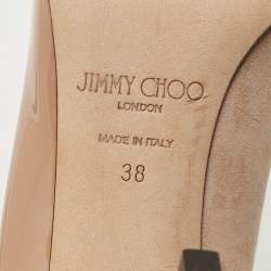 Pre Owned Jimmy Choo Cass 95 Size 38 Beige Patent Leather And Suede Pumps