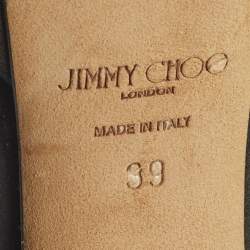 Pre Owned Jimmy Choo Size 39 Black/Gold Satin and Leather Ankle Strap Sandals