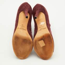 Pre Owned Jimmy Choo Drift Size 39 Burgundy Suede Cutout Peep Toe Ankle Booties